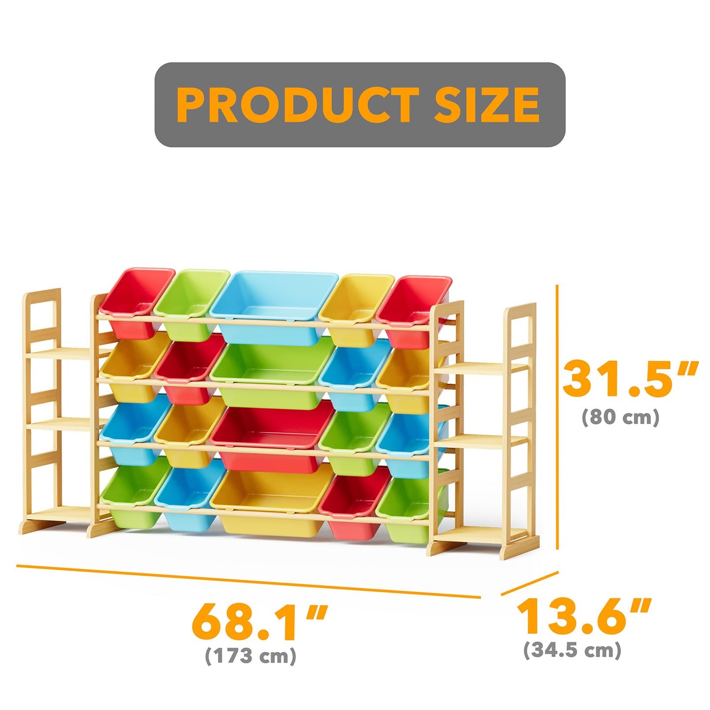 SpaceAid Toy Storage Organizer with 6 Shelves and 12 Bins, Bookshelf/Bookcase, Kids Bin Shelf, Toys Box for Playroom Organization for Bedroom & Room Decor, White, 52.3" W
