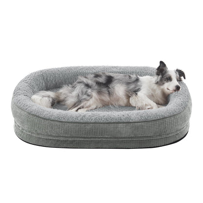JOEJOY Orthopedic Dog Beds Large Sized Dog, XL Egg-Crate Memory Foam Pet Couch Bed with Bolster Sides, Waterproof Lining, Removable Washable Cover & Non-Slip Bottom, Brown