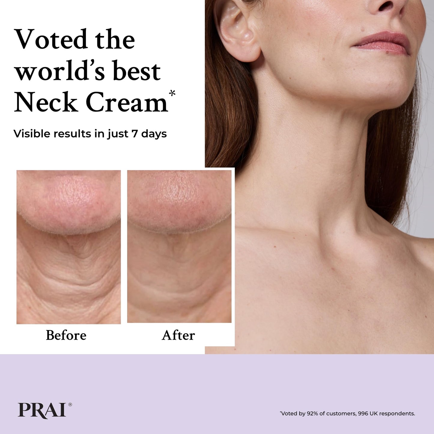 PRAI Ageless Throat & Decolletage Creme 118ml - Anti-Ageing, Collagen Boosting Skincare Cream - Tightens & Firms Skin, Reduces Wrinkles - Luxury Neck Moisturiser With Hyaluronic Acid - 7 Day Results