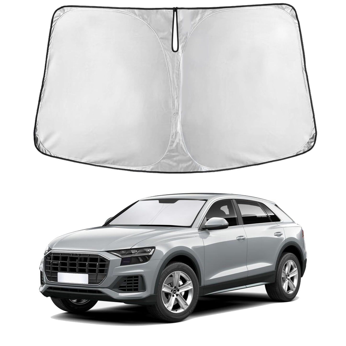 EcoNour Car Windshield Sunshade | Blocks 99% Heat & Keeps Interior Cool | Universal Fits Cars, SUVs, Trucks | Automotive Sun Screen, Visor & Car Accessories for Summer | Medium (64x32 Inches)