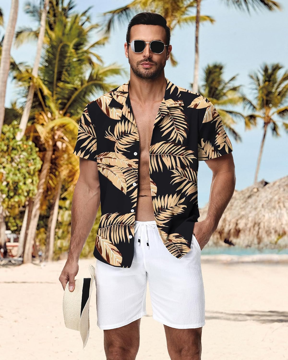 HMIYA Herren Hawaiihemden Kurzarm Button-Up Hemd Herren S-3XL
