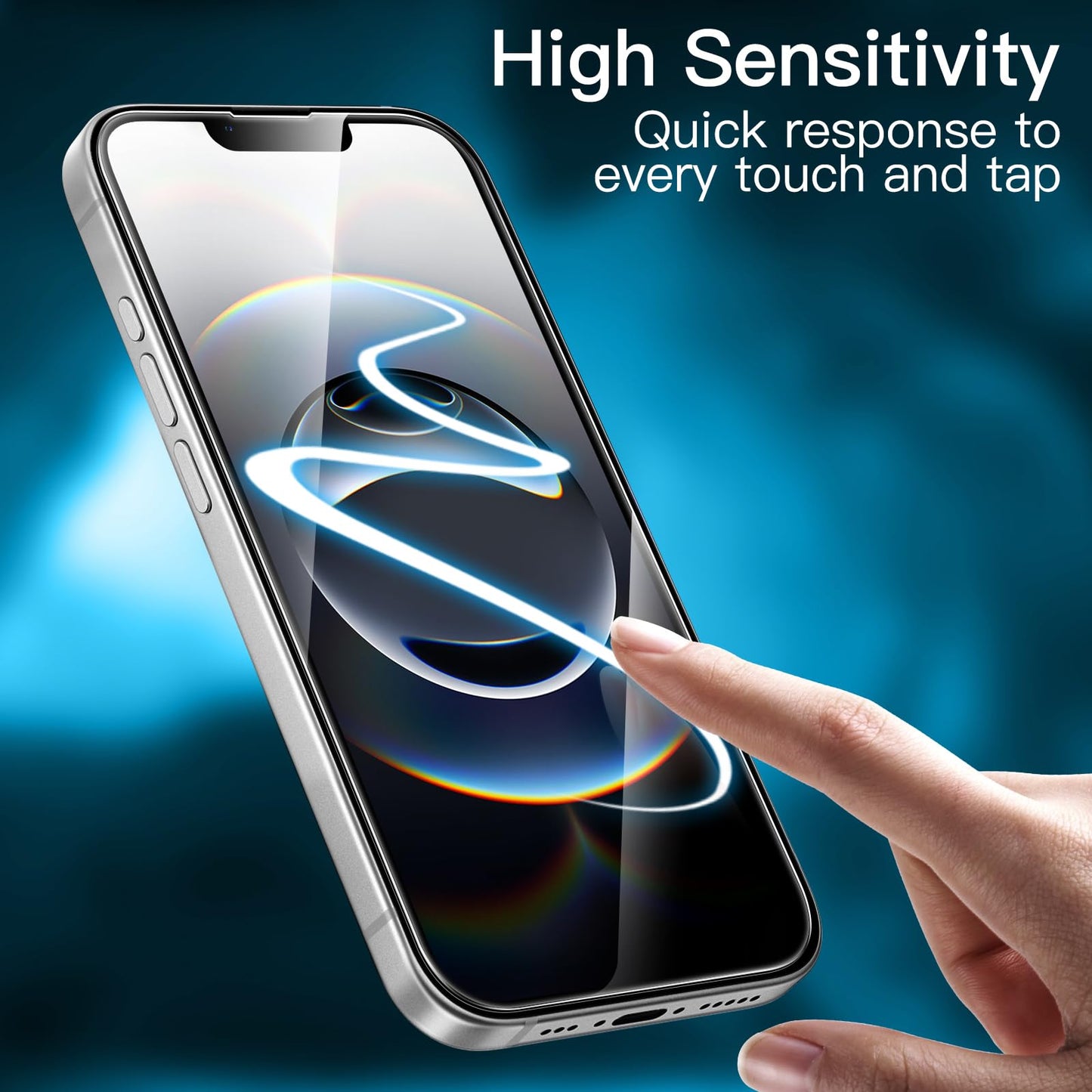 JETech Displayschutzfolie für iPhone 16 6,1 Zoll, gehärtetes Glas mit einfachem Installationstool, Case-Friendly, HD Klar, 3 Stück