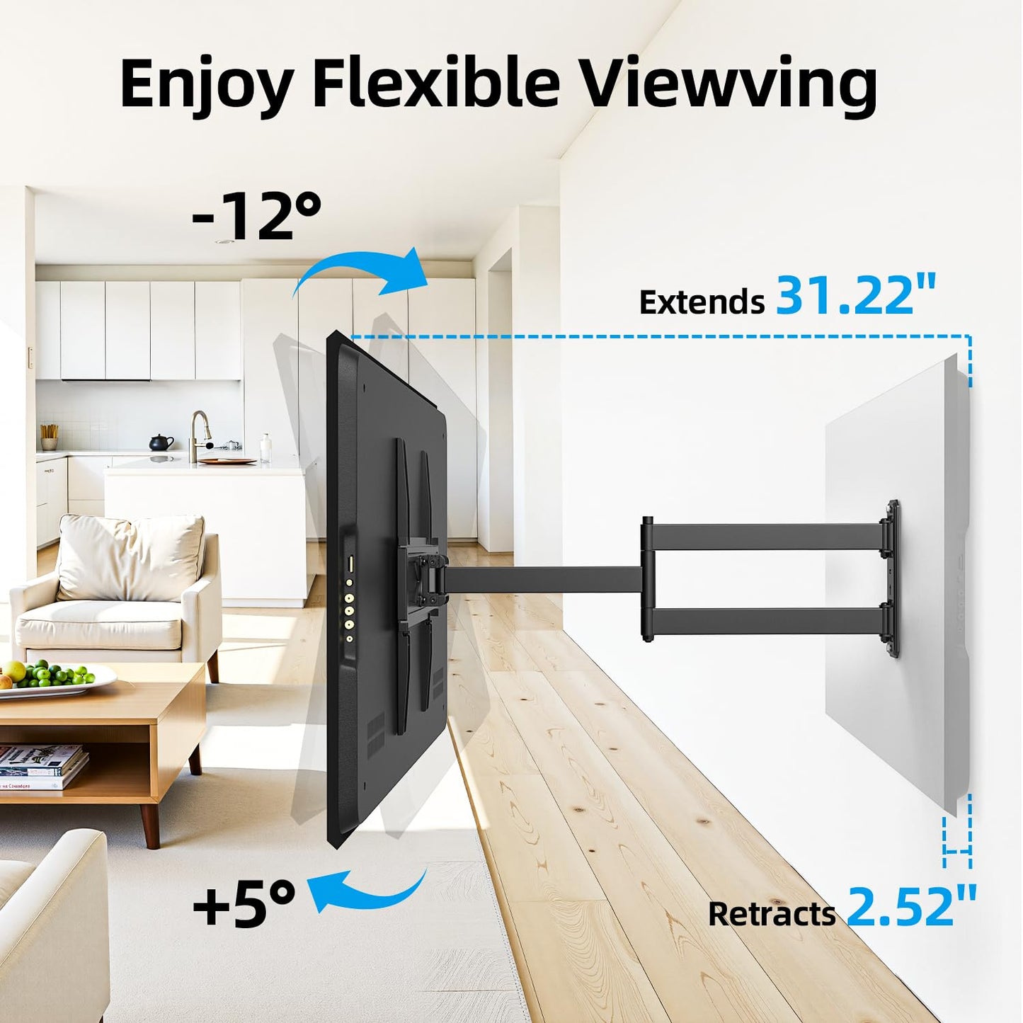 USX STAR Corner TV Wall Mount Long Arm TV Mount Bracket for 37-84 Inch TVs, Full Motion TVs Wall Mounts with 32” Articulating Arms Extension & Tilt & Swivel, Max VESA 600x400mm, Holds up to 100 lbs