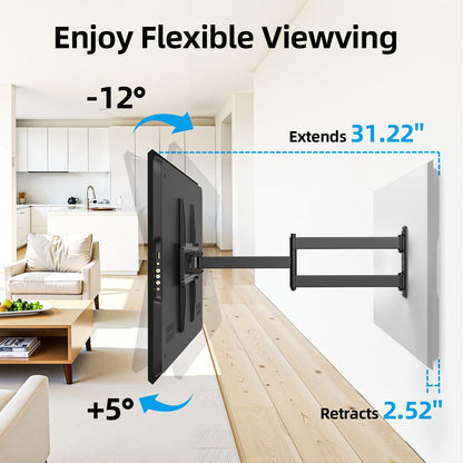 USX STAR Corner TV Wall Mount Long Arm TV Mount Bracket for 37-84 Inch TVs, Full Motion TVs Wall Mounts with 32” Articulating Arms Extension & Tilt & Swivel, Max VESA 600x400mm, Holds up to 100 lbs