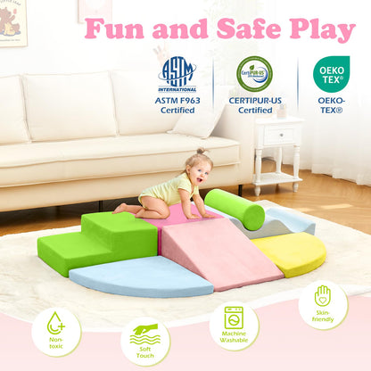 QUCHI Kletterspielzeug für Kleinkinder, Kletterspielzeug für Kleinkinder drinnen, 7-teiliges Weichschaum-Kletterblock-Set, Kleinkind-Spielecke Kletterer Indoor Schaumstoff-Spielplatz zum Klettern, Krabbeln und Rutschen