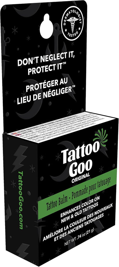 Tattoo Goo Original Salbe – Verbessert die Farbe neuer und alter Tattoos, hergestellt mit natürlichen Inhaltsstoffen, ohne Petroleum oder Mineralöle – 21 Gramm