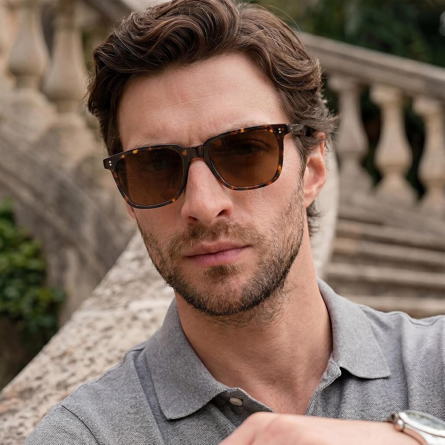 CARFIA Square Polarized Sunglasses for Men