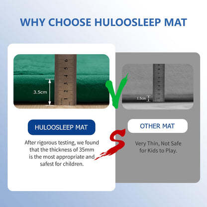 Huloo Sleep Ultra Soft Baby Spielmatte für den Boden, 3,3 cm dicke Elasti-Foam 127x127 cm Laufgittermatte für Kleinkinder, rutschfeste Rückseite, sicher zum Krabbeln und für die Bauchlage, Tatami-Stil (Dunkelgrau)