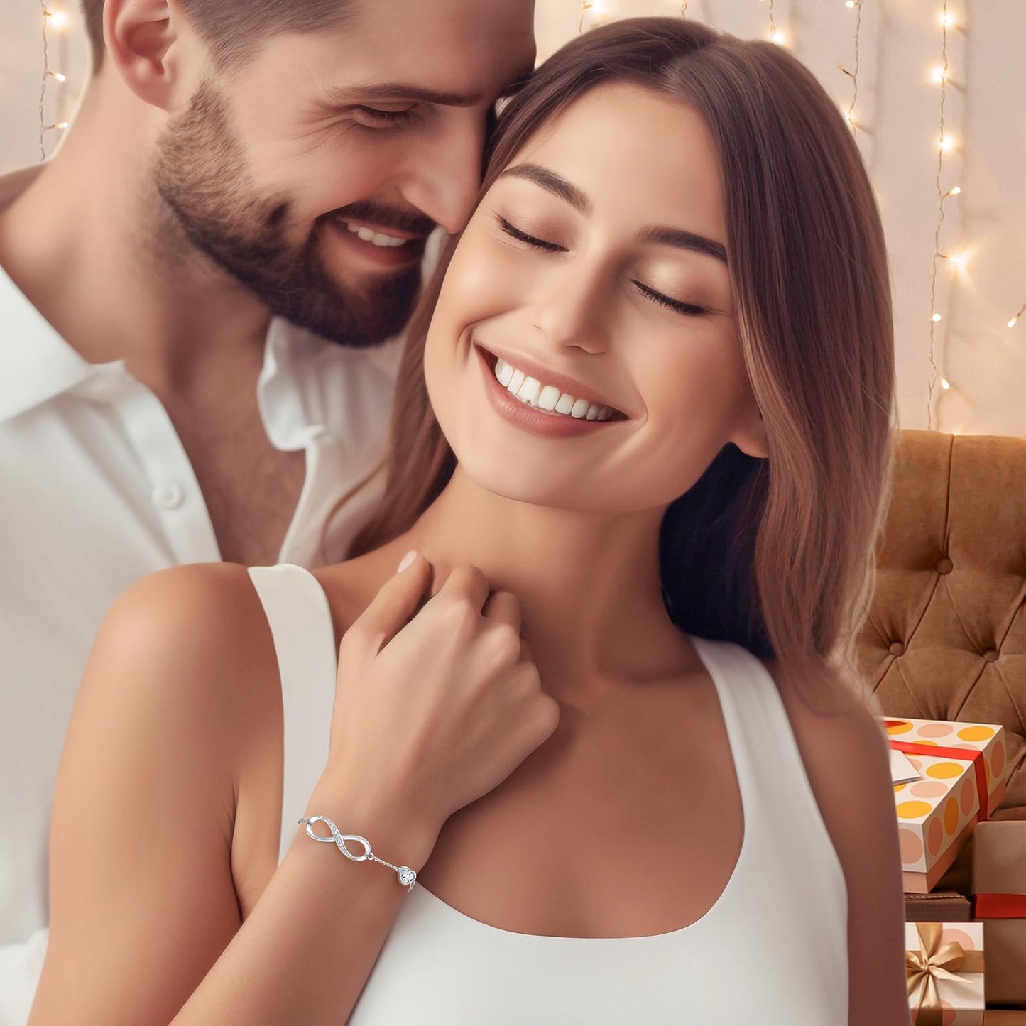 CDE Valentinstagsgeschenk Infinity Herz Geburtsstein Charm Gliederarmband für Damen 925 Sterling Silber Verstellbares Muttertags- Weihnachtsgeschenk Jubiläums- Geburtstags-Schmuck für Ehefrau Freundin Sie