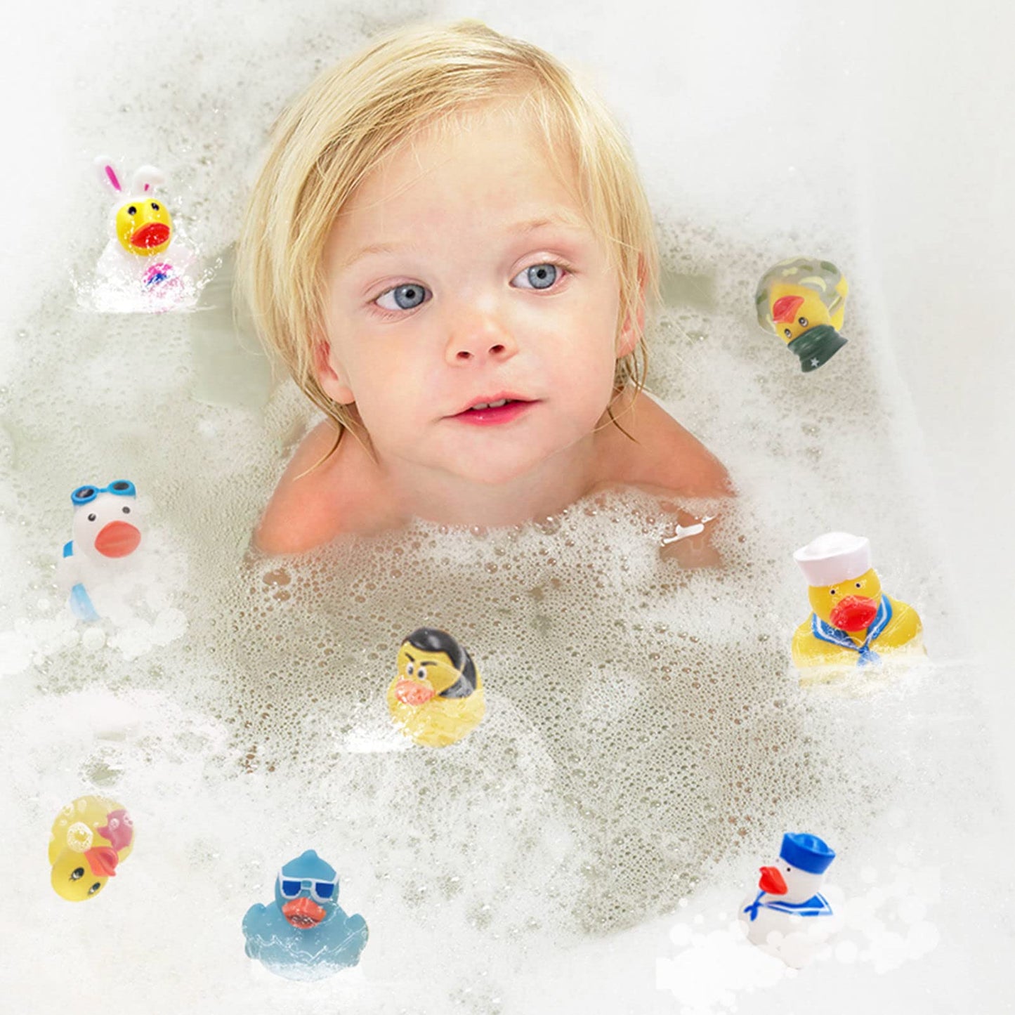XY-WQ Rubber Duck 150 Pack for Jeeps Bath Toy Assortment - 2.3 Inch Bulk Floater Duck for Kids - Baby Showers Accessories - Party Favors, Birthdays, Bath Time, and More (50 Varieties)