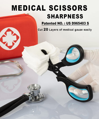 MEUUT 2 Pack Medical Scissors Trauma Shears for Left and Right Hand -Patented Bandage Scissors All Purpose with Non-Stick Blades, Surgical Grade Shears Stainless Steel EMT Scissors for Nurses EMT
