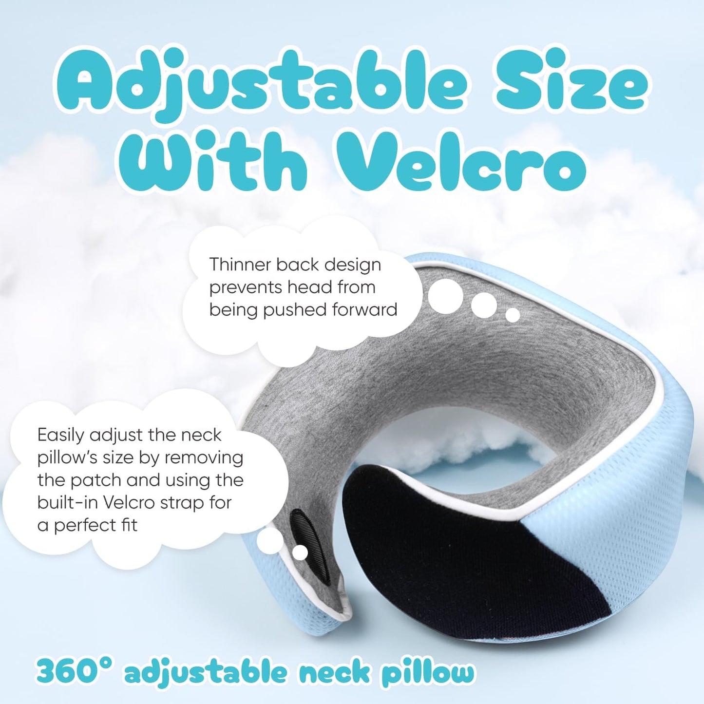 Proglobe Orthopädisches Nackenkissen Reise-Nackenkissen für Flugzeuge, Memory Foam Kit, aktualisiertes Ruhematerial, Flugreise-Set mit 3D-konturierter Augenmaske, Ohrstöpseln und luxuriösem Netzbeutel (Grau)