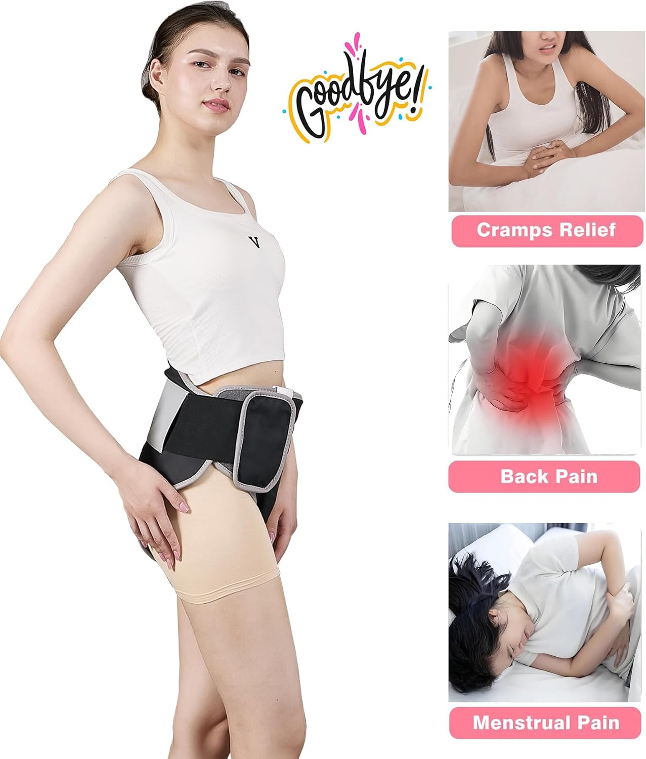 Buttock Lower Abdomen Belly Hip Heating Pad Massage Brace Period Heating Pad Massager Electric Back Abdomen or Belly Massage Pad Menstrual Buttock Belly Pain Relief, Shape Shorts ab Machine