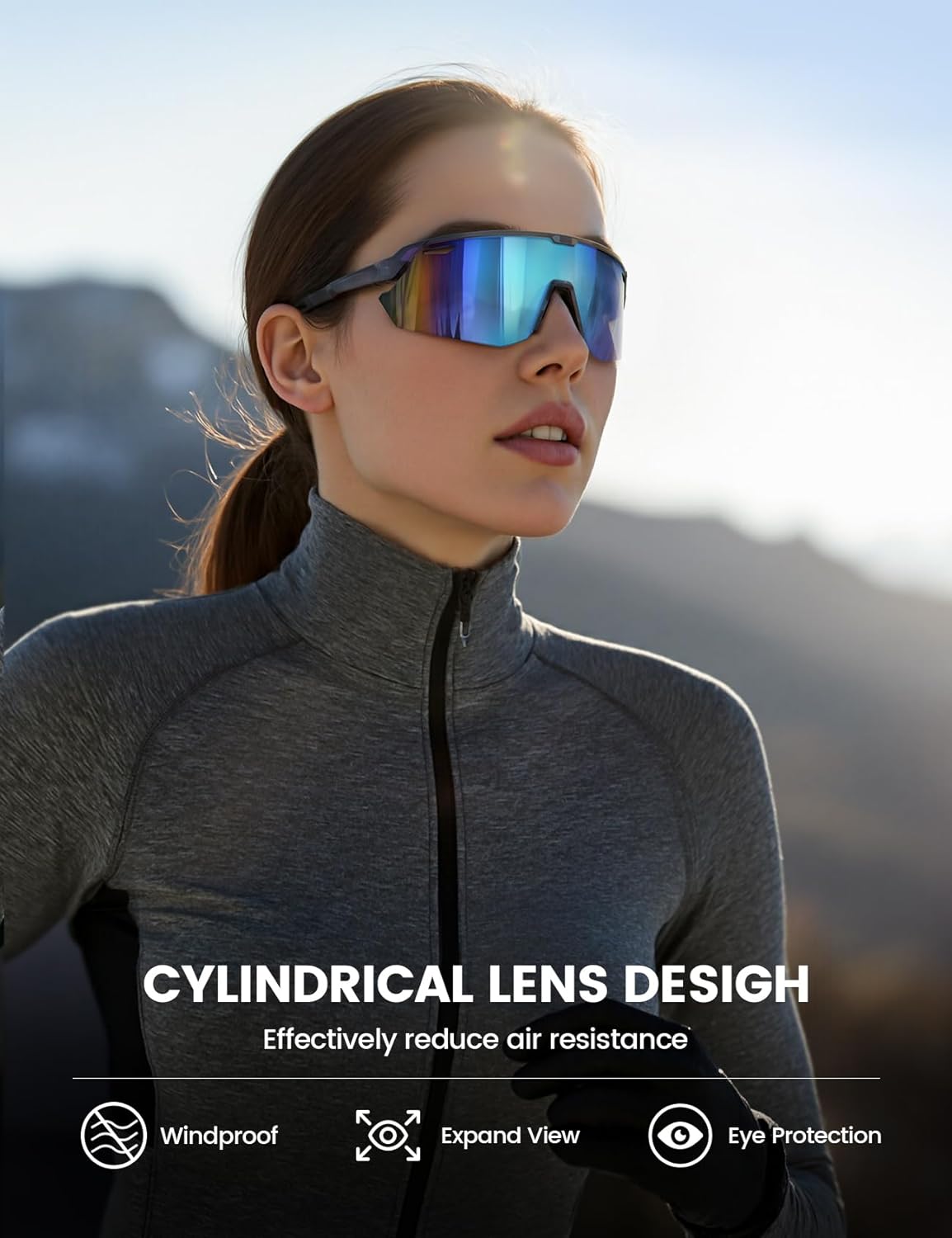 Lamicall Polarisierte Sportsonnenbrille Herren Damen, [24g Ultraleicht] Verstellbares Nasenpad Sportbrille für Fahrrad Wandern Laufen
