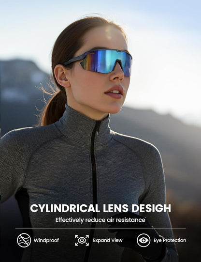 Lamicall Polarisierte Sportsonnenbrille Herren Damen, [24g Ultraleicht] Verstellbares Nasenpad Sportbrille für Fahrrad Wandern Laufen