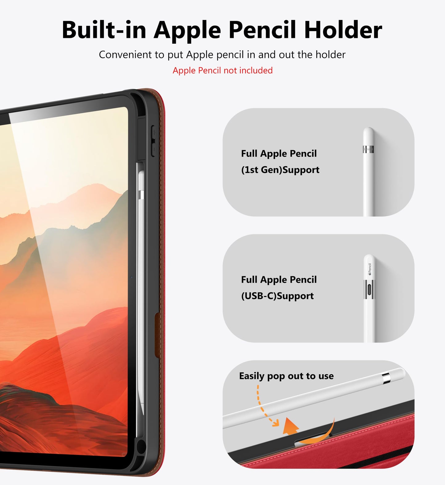 DTTO for iPad A16 Case, iPad 11th / 10th Generation Case (2025/2022), 360 Degree Rotating Premium Leather Folio Stand Cover with Pencil Holder, Brown