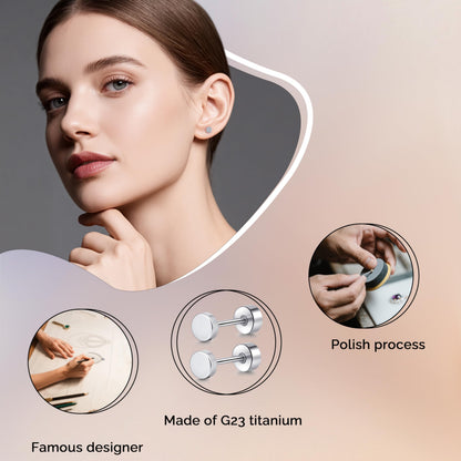 TitanHeart Hypoallergene Titan Ohrstecker Schraubverschluss Flachpunkt-Ohrstecker 3mm-5mm Einfache Klassische Helix Tragus Knorpel Ohrläppchen Ohrstecker für Frauen Männer (Schwarz, 5mm)