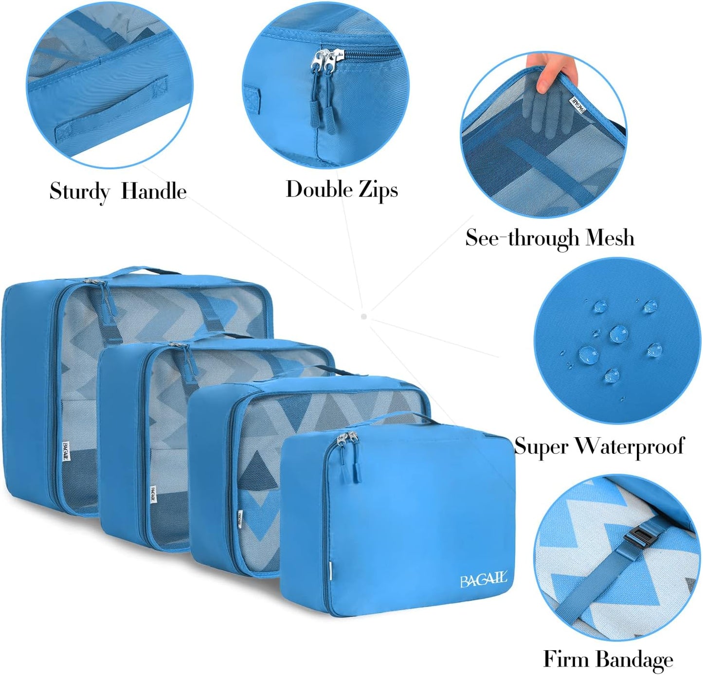 BAGAIL 8er Set Packwürfel Gepäckorganizer für Reisezubehör