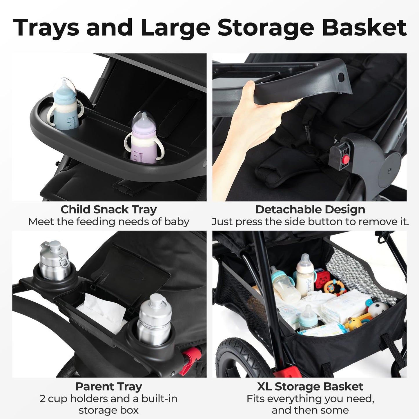 INFANS Jogging Stroller, Foldable Jogger with Air-Filled Tires Shock Absorbing Suspension Adjustable Backrest, Baby Running Strollers