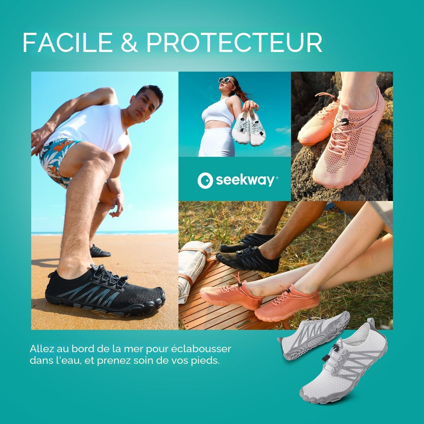 SEEKWAY Wasserschuhe Herren Damen Erwachsene Quick-Dry Badeschuhe Barfußschuhe für Strand Schwimmen Fluss Pool See Wandern Kajak Surfen