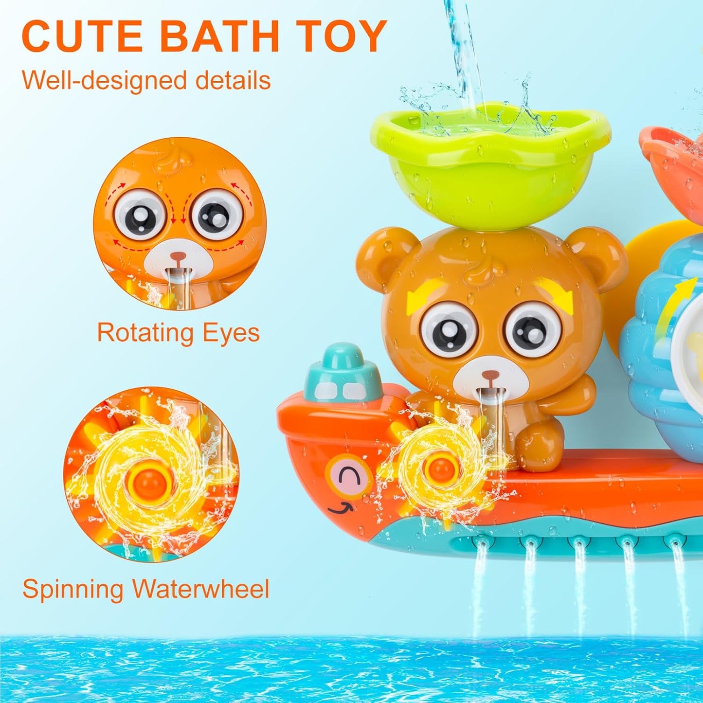 Badespielzeug für Kleinkinder, Badespielzeug Baby, Badespielzeug für Kinder, Wasserspielzeug Badewanne für Mädchen Jungen Geschenke, Kleinkind Spielzeug, Sensorisches Spielzeug für Kleinkinder
