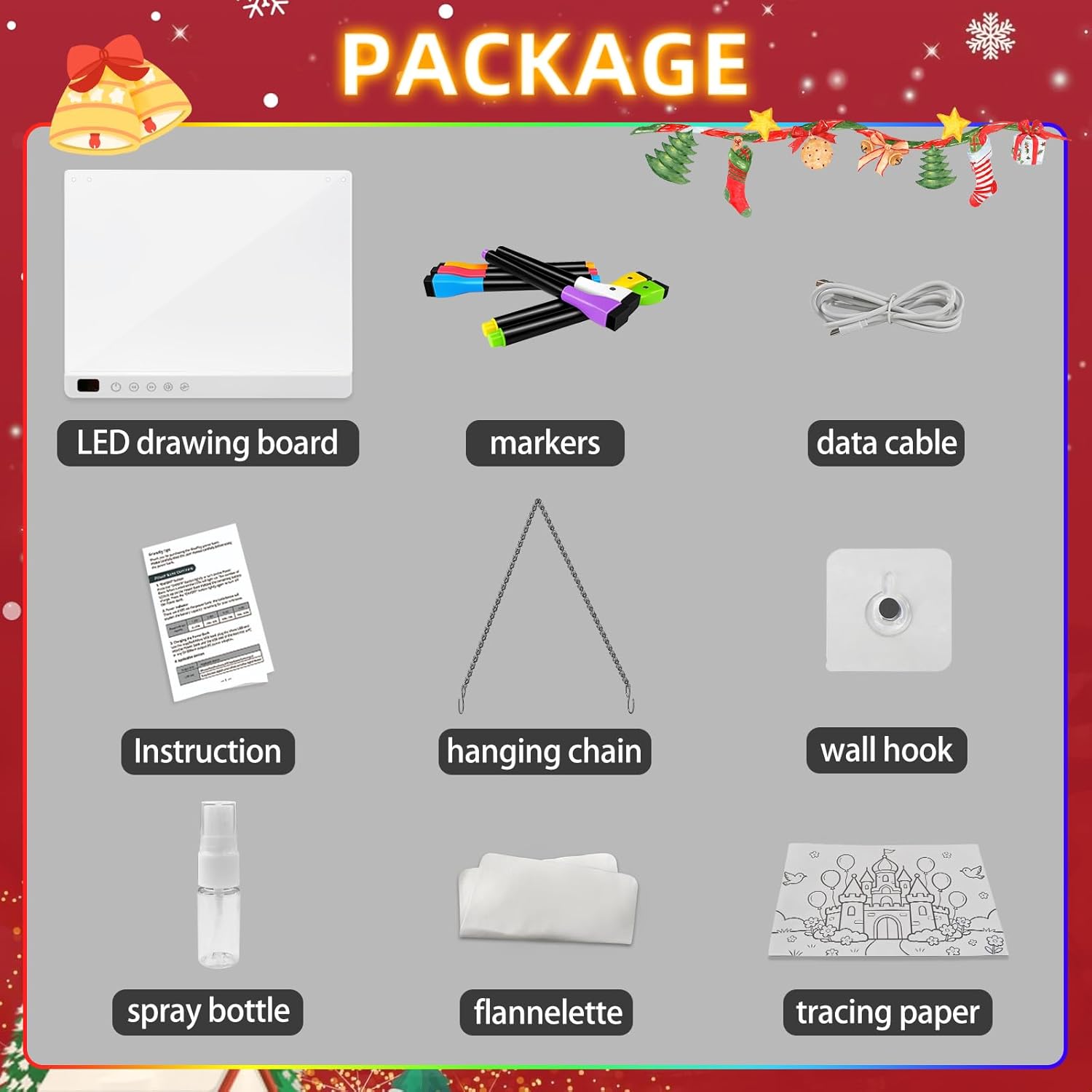 Led Drawing Board with 13 Light Effects, 16" Rechargeable Glow Doodle LED Note Board with Colors, Neon Light Up Drawing Tablet Gifts for Kids for Easter Birthday Christmas Gift Ideas