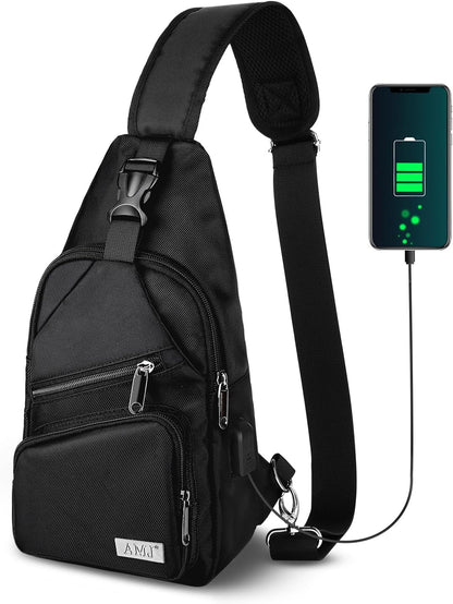 AMJ Sling Bag for Hiking and Outdoor, Crossbody Shoulder Backpack, Travel Chest Bag Daypack for Men & Women