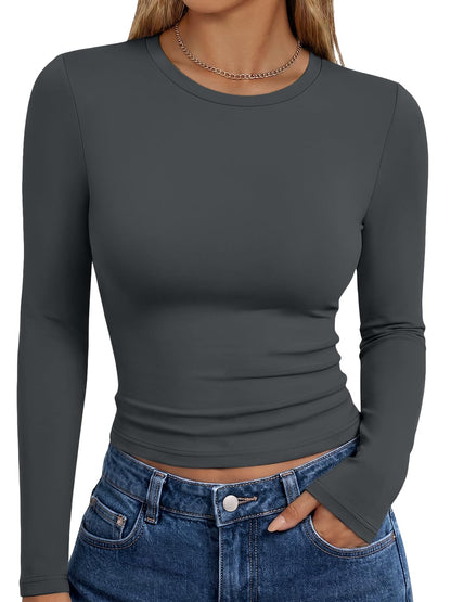 Trendy Queen Womens Long Sleeve T Shirts Fall Fashion Basic Y2K Tops 2026