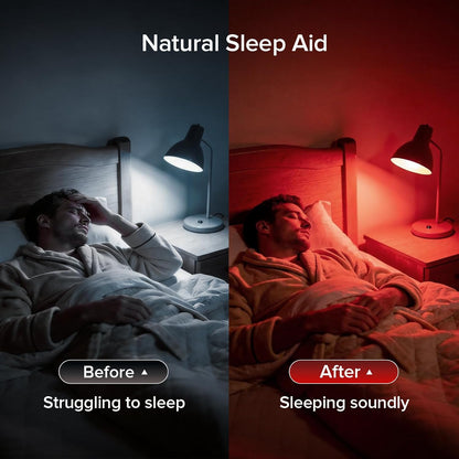 SANSI 6W 670nm Red Light Bulb for Sleep Therapy, Zero Blue Light for Melatonin Promoting Natural Sleep Aid + 32W 660nm 850nm Red Light Therapy for Body Face with Clip