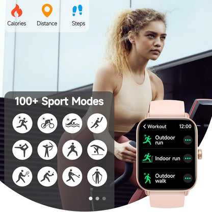Smartwatch für Herren Damen (Anrufe entgegennehmen/tätigen), Alexa-Smartwatch kompatibel mit Android iOS, Fitness-Tracker mit Herzfrequenz-SpO2-Schlafmonitor, 1,8 Zoll HD DIY Zifferblatt Wasserdichte Uhr mit Bluetooth-Anruffunktion