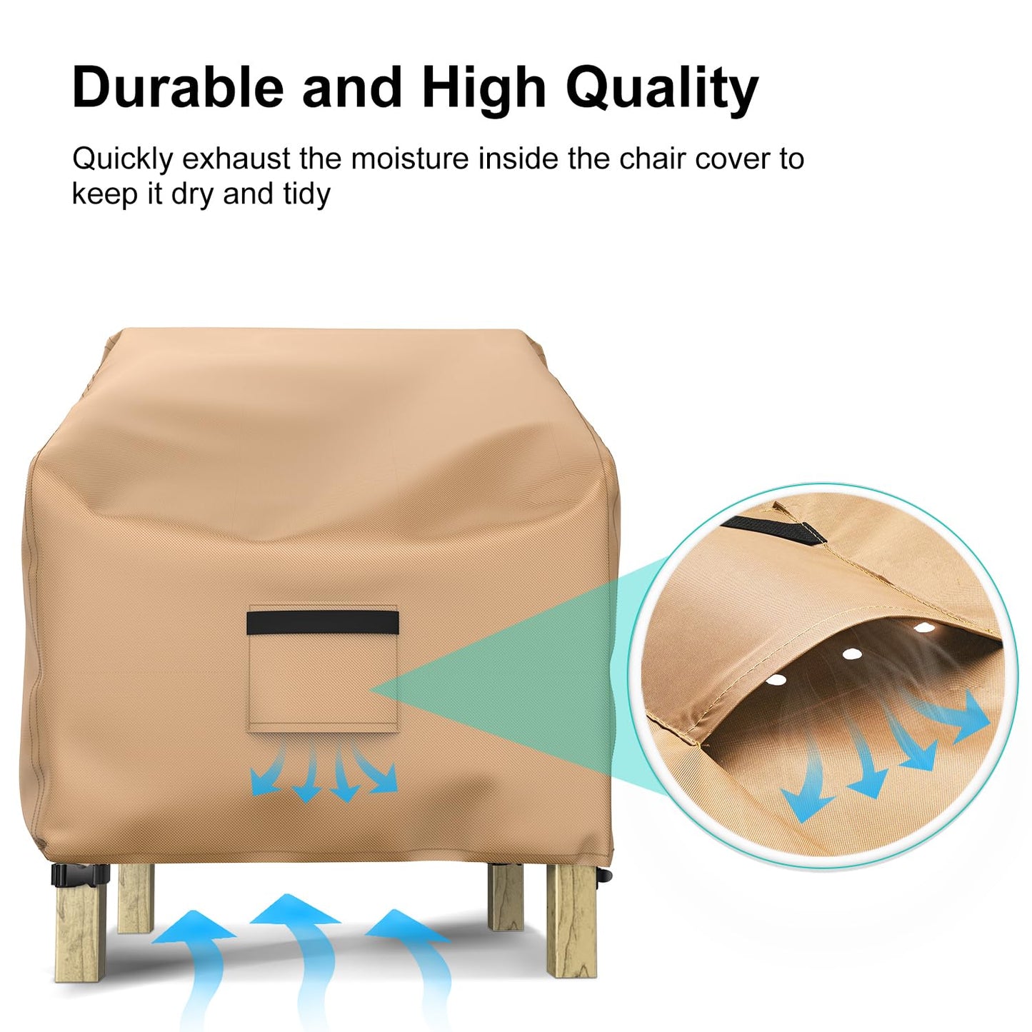 Patio Chair Covers for Outdoor Furniture Waterproof 2 Pack, Lawn Chair Covers 600D Heavy Duty Oxford Cloth, Large Covers for Lounge Lawn Deep Seat 38" W x 31" D x 29" H-Brown