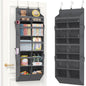 Lifewit 1 Pack Over the Door Organizer, 5 Section Clear Window Hanging Storage with 4 Side Pockets, Sturdy Anti Tilt 40 lbs Load Behind Door for Closet, Bedroom, Bathroom, Nursery, Dorm, Dark Gray