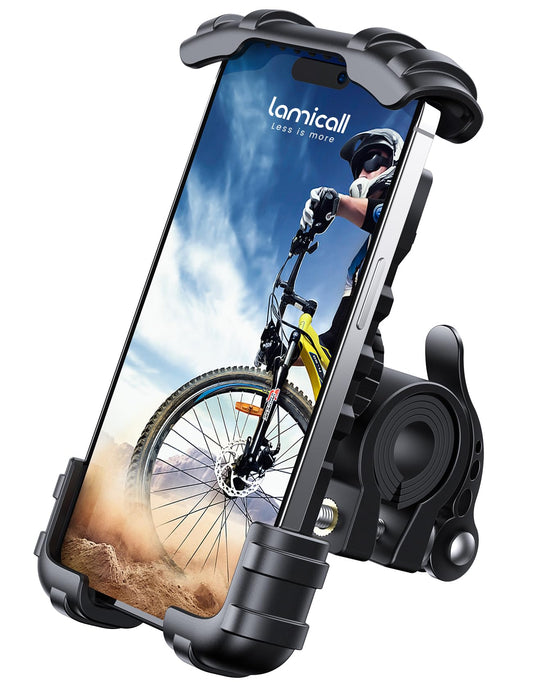 Bike Phone Mount, Motorcycle Phone Holder - Lamicall Motorcycle Bicycle Cell Phone Mount Clamp for Handlebar, Cycling Mount for iPhone 16 17 Pro Max S25 Ultra, 4.7-6.8" Smartphone, Gifts for Men Women