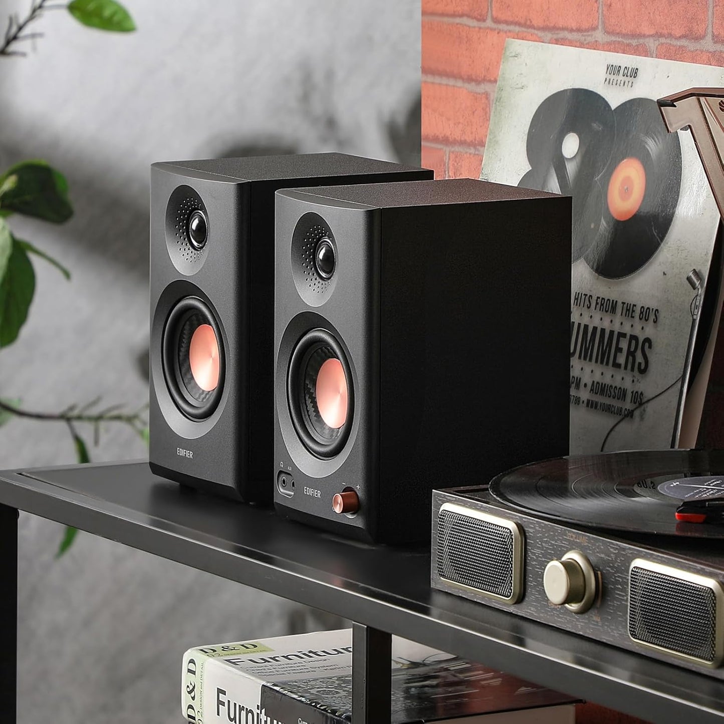 Edifier MR3 Powered Studio Monitor Lautsprecher, Hi-Res Audio Zertifiziert Bluetooth V5.4 Aktiver Regallautsprecher, 2.0 Computer mit Kopfhörerausgang Cinch AUX Symmetrischer TRS-Eingang (Schwarz)
