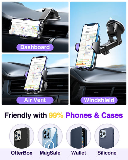 VANMASS【85+LBS Strongest Suction & Military-Grade Ultimate Car Phone Mount【Patent & Safety Certs】 Cell Phone Holder for Dash Windshield Vent for iPhone 17 Pro Max Automobile Accessory Kits,Ink Black