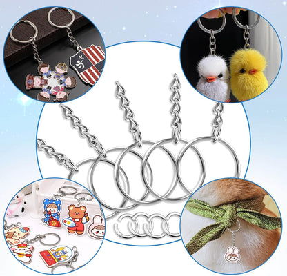 Paxcoo 50 Schlüsselanhänger mit Kette und 50 Biegeringen, Schlüsselanhänger-Set, Bastelzubehör für die Schlüsselanhängerherstellung, DIY-Bastelarbeiten