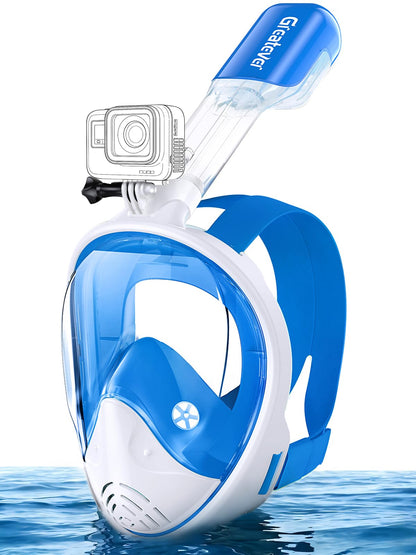 Greatever Full Face Snorkel Mask, Snorkeling Gear for Adults with Latest Dry Top Breathing System and Detachable Camera Mount, Foldable Snorkel Mask Adult, Snorkels Anti-Fog & Anti-Leak
