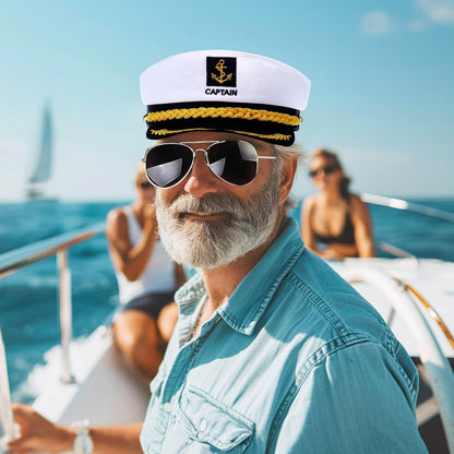 Yacht Kapitänshut, Matrosenhut, Schiff Boot Mütze, Kapitäns Kostümzubehör für Damen Herren Verkleidung Halloween