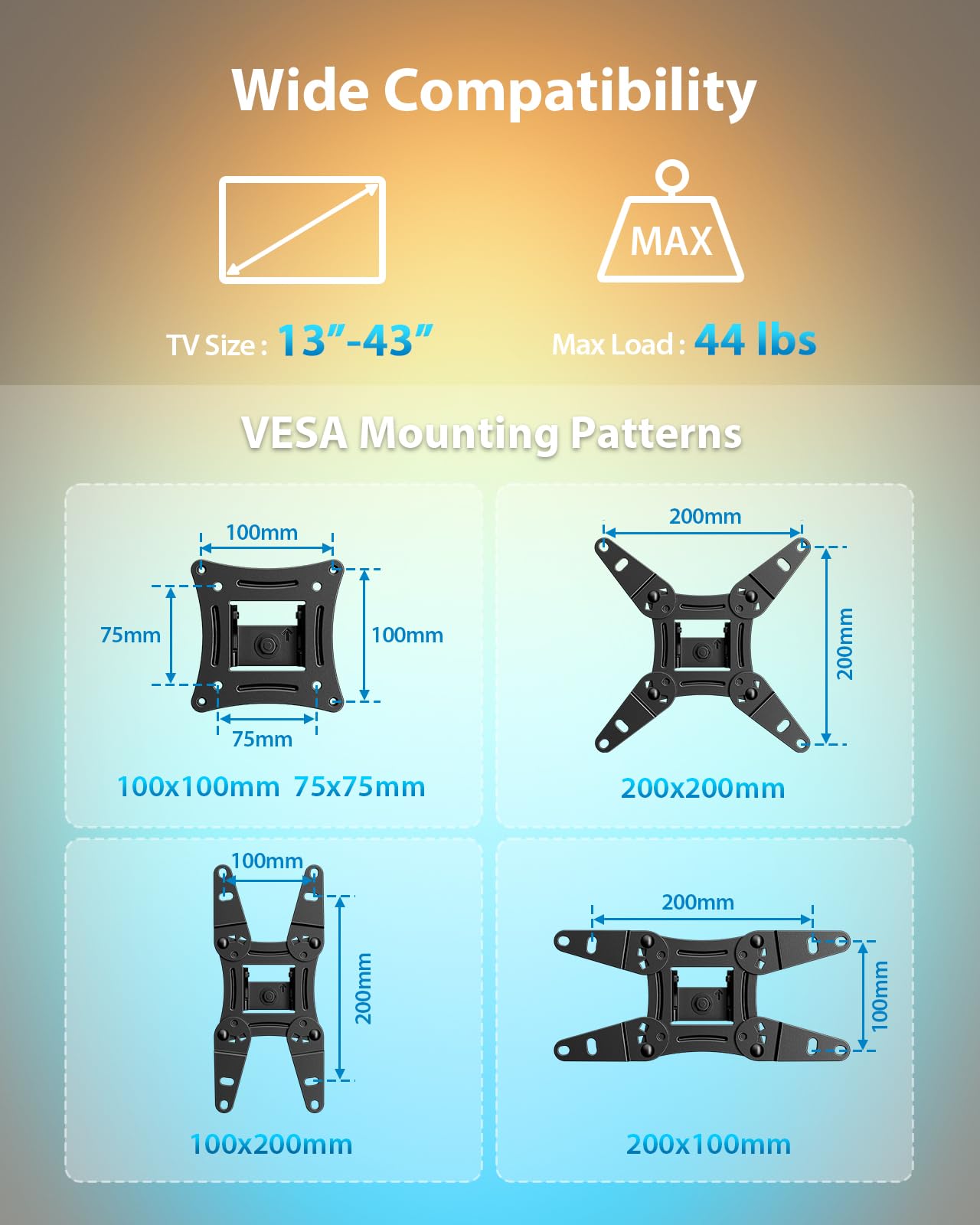 Pipishell Full Motion TV Wall Mount for 26-65 inch Flat or Curved TVs up to 77 lbs, TV Bracket Wall Mount with Articulating Arms, Extension, Tilt, Swivel, Leveling, Max VESA 400x400mm, PIMF7