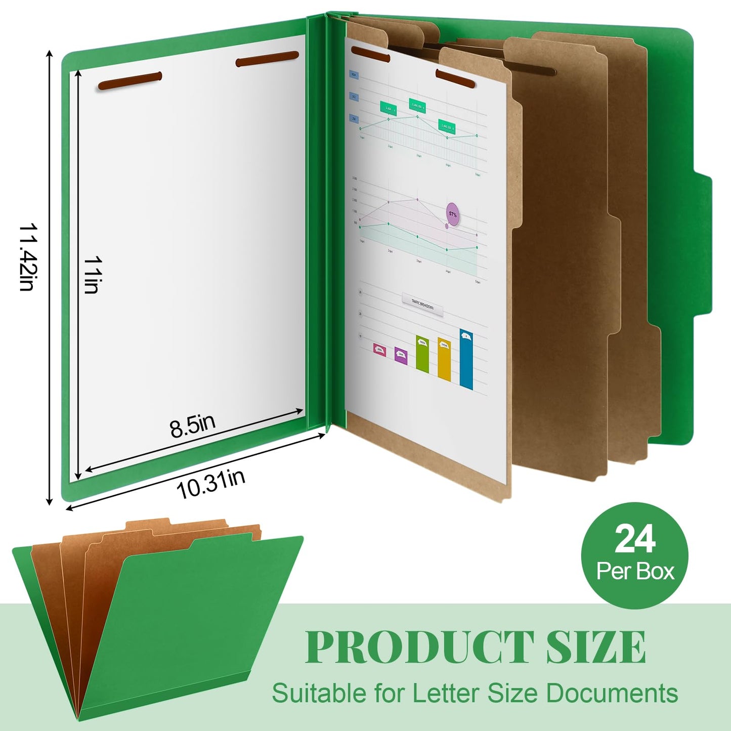 Skyygemm 24 Pcs Classification Folders Letter Size, 3 Divider Pressboard File Folder with Fasteners, Expanding File Organizer Bulk for School Teachers, Office Employee, Coworker, Staff (Yellow)