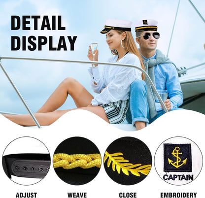 Yacht Kapitänshut, Matrosenhut, Schiff Boot Mütze, Kapitäns Kostümzubehör für Damen Herren Verkleidung Halloween