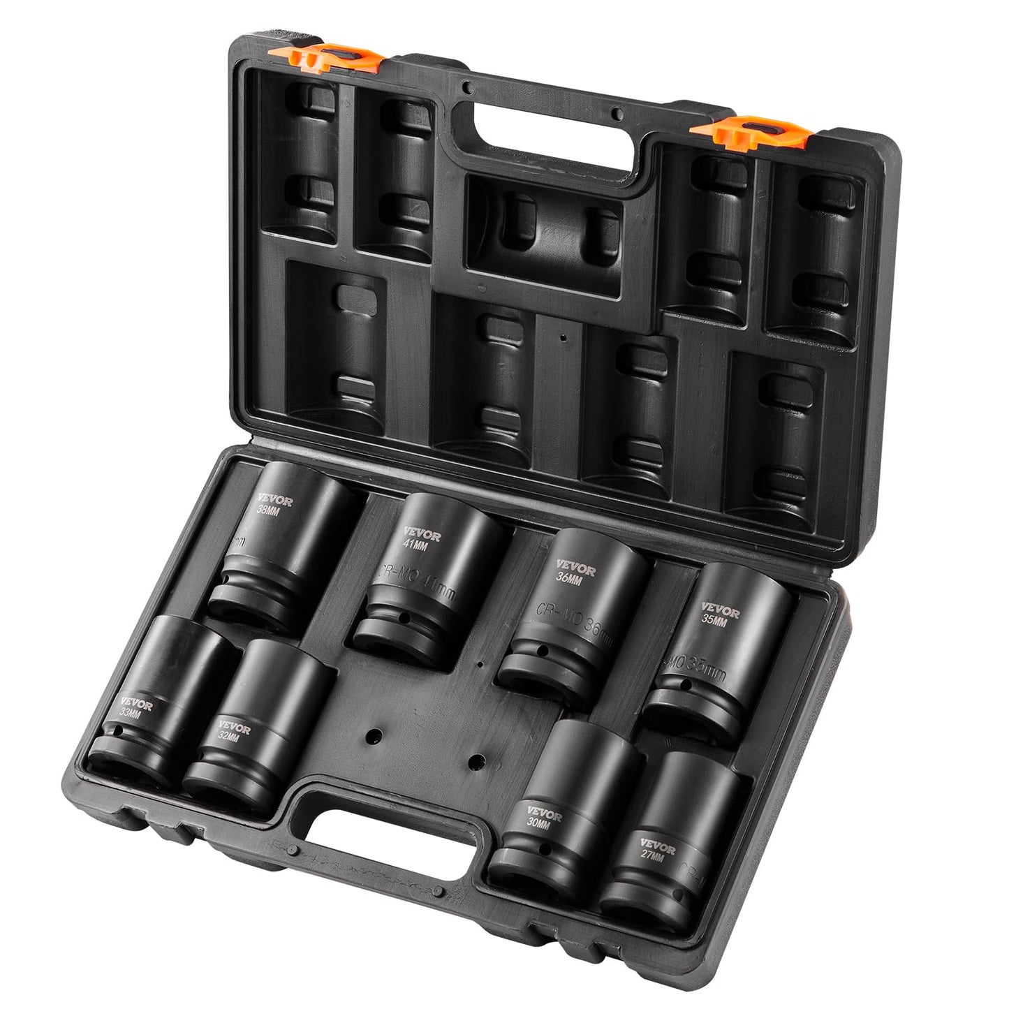 VEVOR 91-Piece 1/2" Drive Impact Socket Set, SAE (5/16" to 1-1/4") & Metric (8 to 32 mm), CR-V, Deep & Shallow, 6 Point, Ratchet Handle, Universal Joint, Adapters, Extension Bars (3, 5, 10 in)