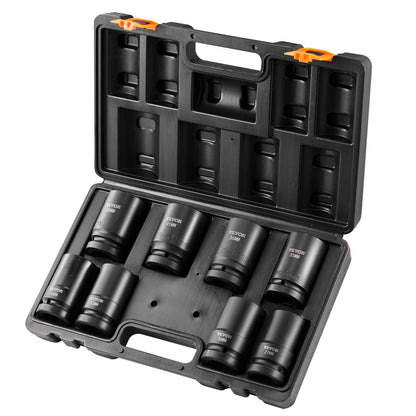 VEVOR 91-Piece 1/2" Drive Impact Socket Set, SAE (5/16" to 1-1/4") & Metric (8 to 32 mm), CR-V, Deep & Shallow, 6 Point, Ratchet Handle, Universal Joint, Adapters, Extension Bars (3, 5, 10 in)