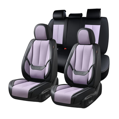 Coverado Car Seat Covers 5 Pieces, Full Set Universal Seat Covers for Cars, Waterproof Nappa Leather Auto Seat Protectors with Head Pillow, Car Interiors Fit for Most Sedans SUV Pick-up Truck, Black