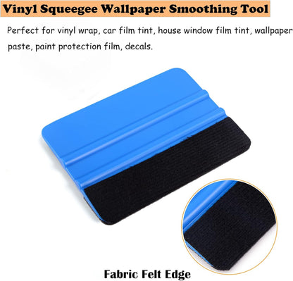 EHDIS 2 Stücke Vinyl Rakel Filzkantenrakel 10 cm Auto Vinyl Abzieher Decal Applikator Fensterfolien-Werkzeug mit Filzkante (2 Stücke, Blau)