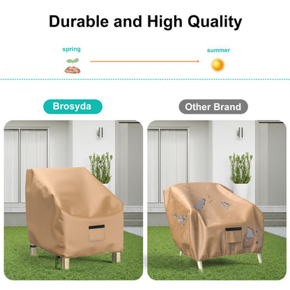 Patio Chair Covers for Outdoor Furniture Waterproof 2 Pack, Lawn Chair Covers 600D Heavy Duty Oxford Cloth, Large Covers for Lounge Lawn Deep Seat 38" W x 31" D x 29" H-Brown