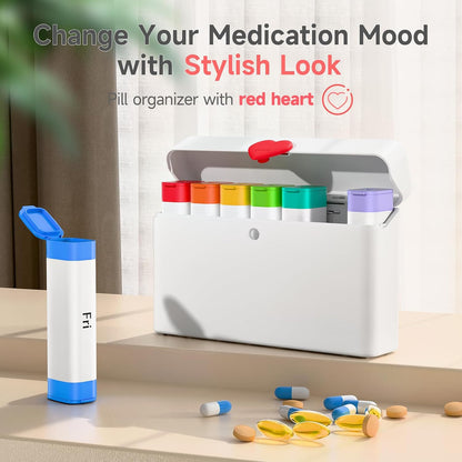 Daily Pill Dispenser, Weekly Pill Organizer 2 Times a Day, Cute Pill Organizer with New Design