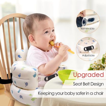 Aufblasbarer Babysitz, aufblasbarer Babystuhl für Babys ab 3 Monaten, aufblasbarer Sommerstuhl mit integrierter Luftpumpe, Baby-Bodensitz zum Sitzenlernen, Spielen, Campen, Orange