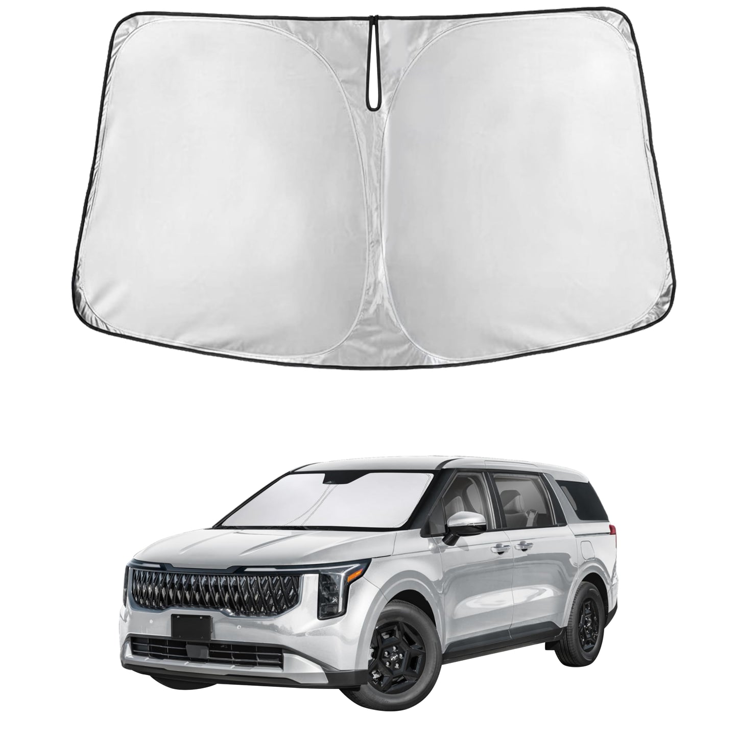 EcoNour Car Windshield Sunshade | Blocks 99% Heat & Keeps Interior Cool | Universal Fits Cars, SUVs, Trucks | Automotive Sun Screen, Visor & Car Accessories for Summer | Medium (64x32 Inches)