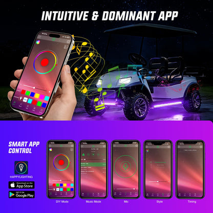 Nilight 6PCS Golf Cart Underbody Light Kit with Canopy Lights Dream Color Multi-Mode Neon Accent Lighting APP Remote Control Sound Active Music Sync IP67 Waterproof 12V-66V for EZGO Yamaha Club Car